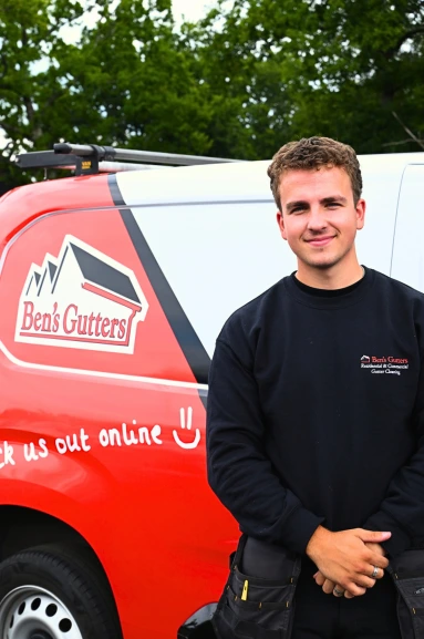 our gutter cleaner in Derby standing by company vehicle